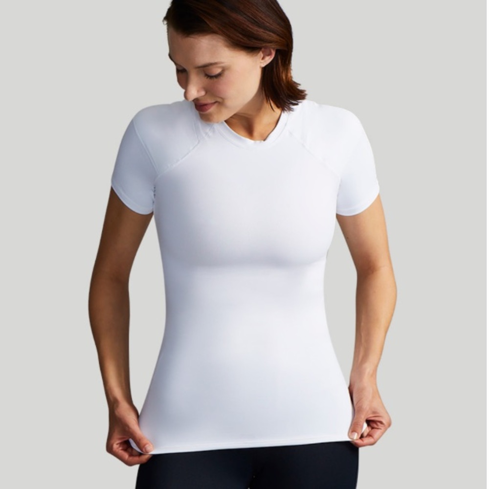 TOMMIE COPPER WOMEN’S PRO-GRADE SHORT SLEEVE SHOULDER SUPPORT SHIRT SZ M WHITE - Picture 5 of 12